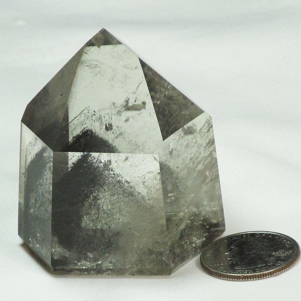 Polished Smoky Quartz Crystal Point with Multiple Phantoms
