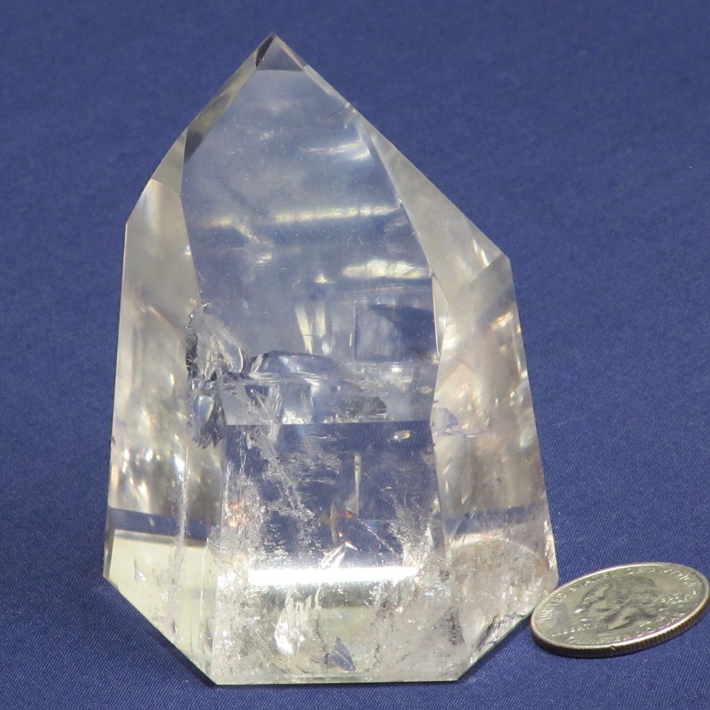Polished Clear Quartz Crystal Point with Rainbows