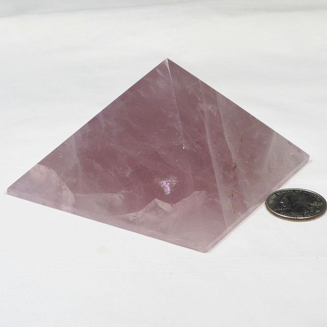 Polished Rose Quartz Pyramid with Rainbow | Blue Moon Crystals
