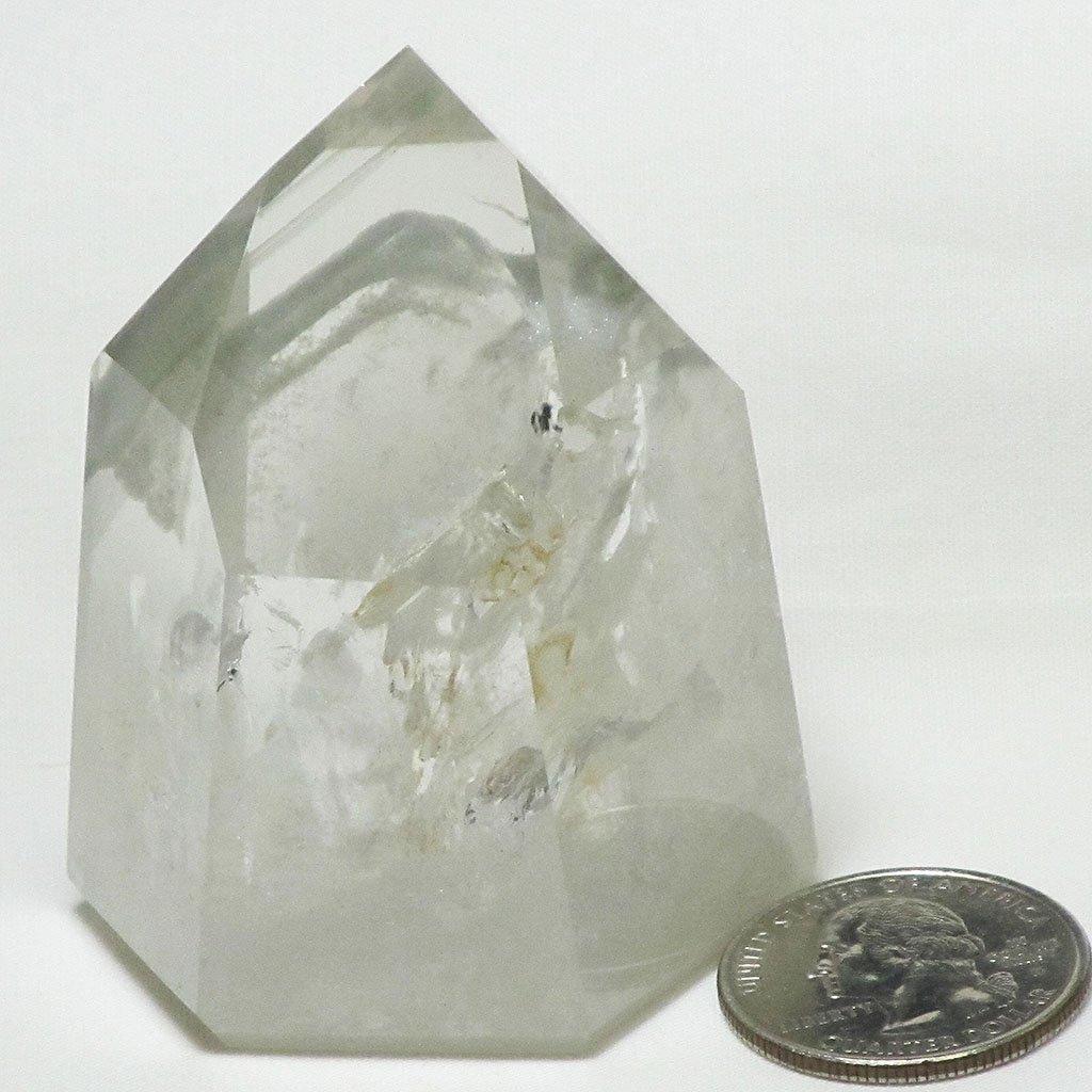 Polished Dow Quartz Crystal Point with Phantoms