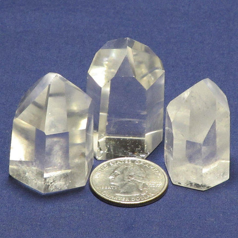 3 Polished Clear Quartz Points from Brazil
