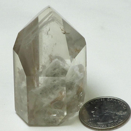 Polished Lodolite Smoky Quartz Crystal Point with Phantoms