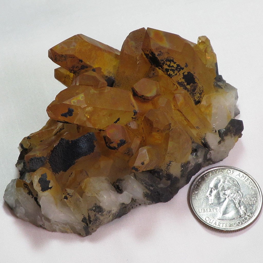 Un-cleaned Quartz Crystal Cluster with Iridescence