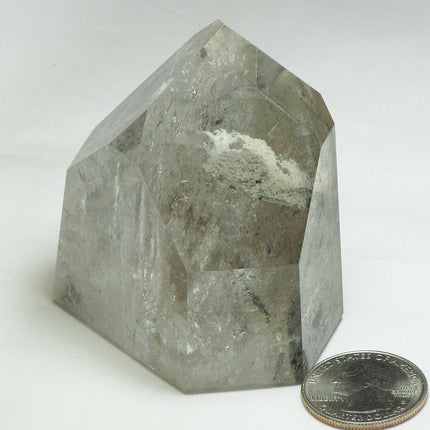 Polished Lodolite Quartz Crystal Point with Phantoms