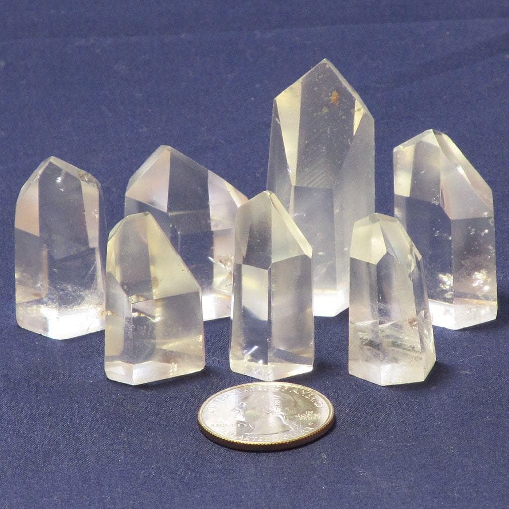 7 Polished Clear Quartz Crystal Points from Brazil