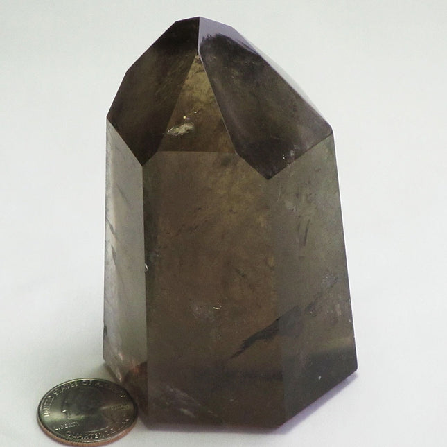 Polished Smoky Quartz Crystal Point with Rainbows