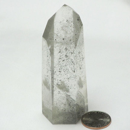Polished Phantom Quartz Crystal Point with Inclusions