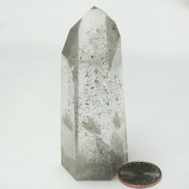 Polished Phantom Quartz Crystal Point with Inclusions
