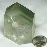 Polished Quartz Crystal Point with Chlorite Phantoms