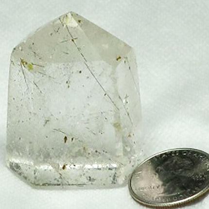 Polished Quartz Crystal Point with Rutile Included