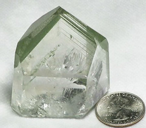 Polished Channeler Quartz Crystal Point with Chlorite Phantoms