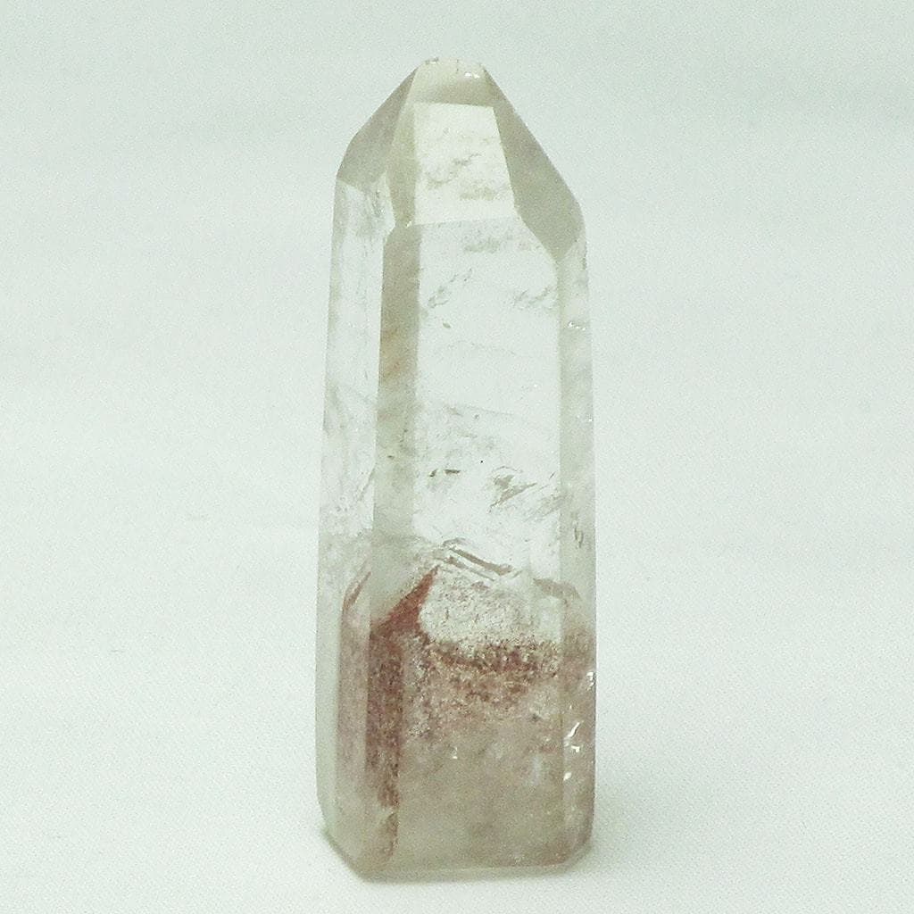 Polished Quartz Crystal Point with a Red Phantom