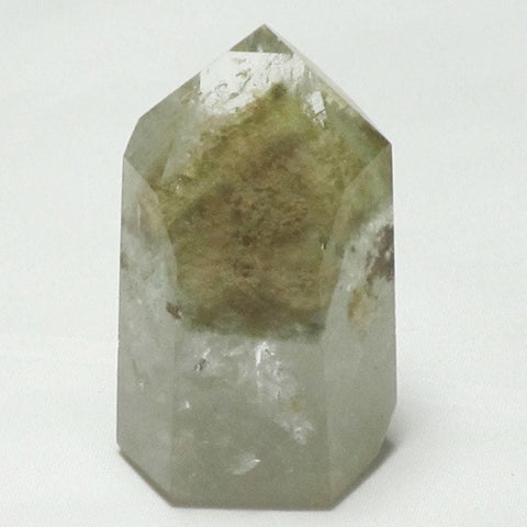 Polished Quartz Crystal Point with a Chlorite Phantom