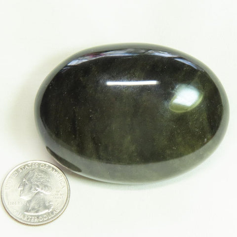 Polished Gold Sheen Obsidian Palm Stone from Mexico